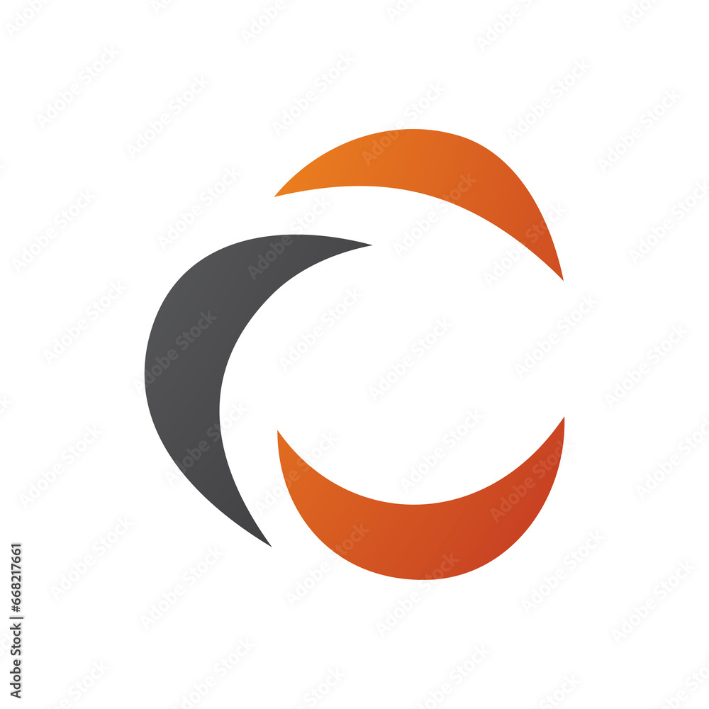 Fototapeta premium Black and Orange Crescent Shaped Letter C Icon