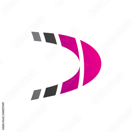 Black and Magenta Striped Letter D Icon