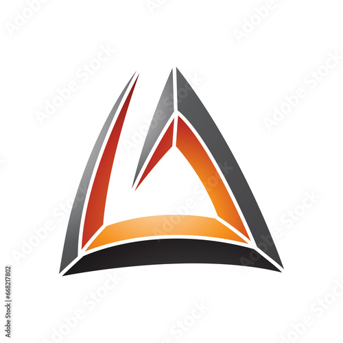 Black and Orange Triangular Spiral Letter A Icon