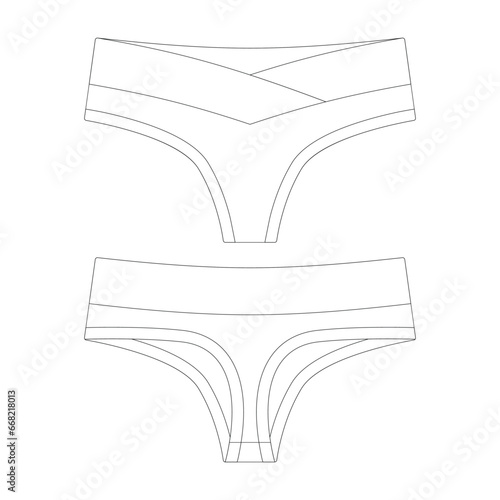 template crossover thong underwear vector illustration flat design outline clothing collection