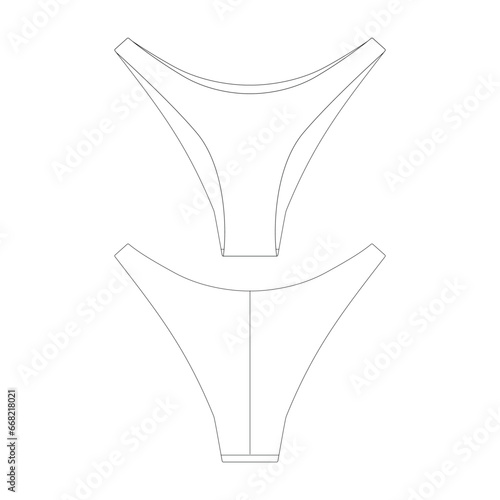 template high cut bikini bottom vector illustration flat design outline clothing collection