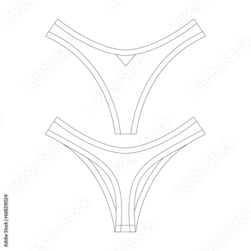 template high cut thong underwear vector illustration flat design outline clothing collection