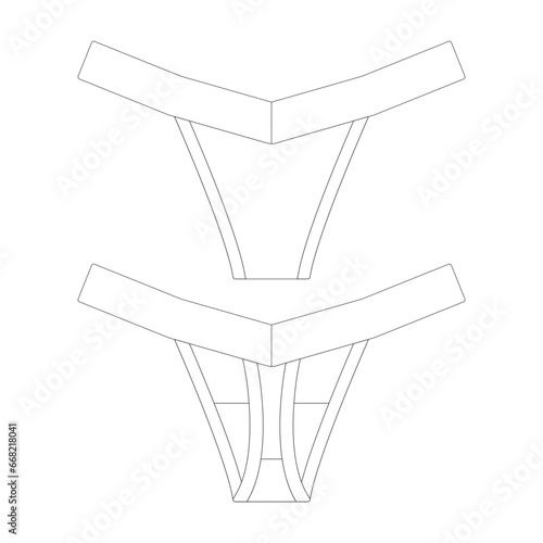 template high cut thong underwear vector illustration flat design outline clothing collection