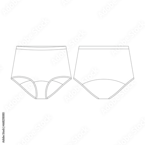 template high rise boyshort underwear vector illustration flat design outline clothing collection