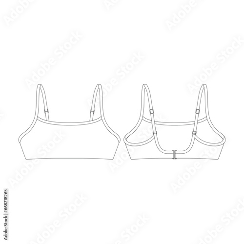 template scoop bikini top vector illustration flat design outline clothing collection