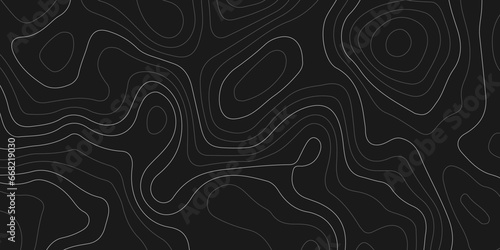 Black and white wavy paper curve relief abstract topographic map background. Geographic mountain relief. Topographic map lines, contour background. Abstract wave lines background. photo