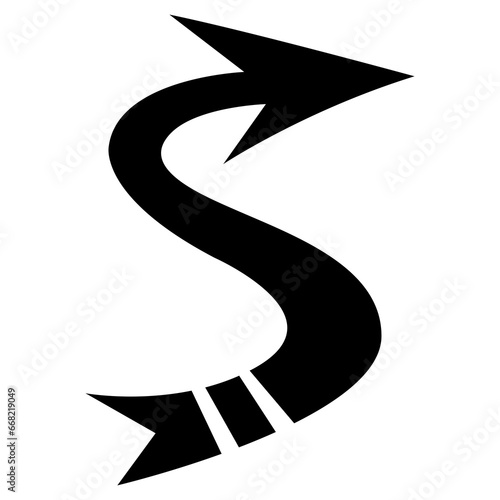 Black Arrow Shaped Letter S Icon