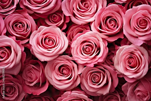 Bright pink beautiful roses pattern. Wedding decoration background. Backdrop for greeting card  banner for valentine day and women day