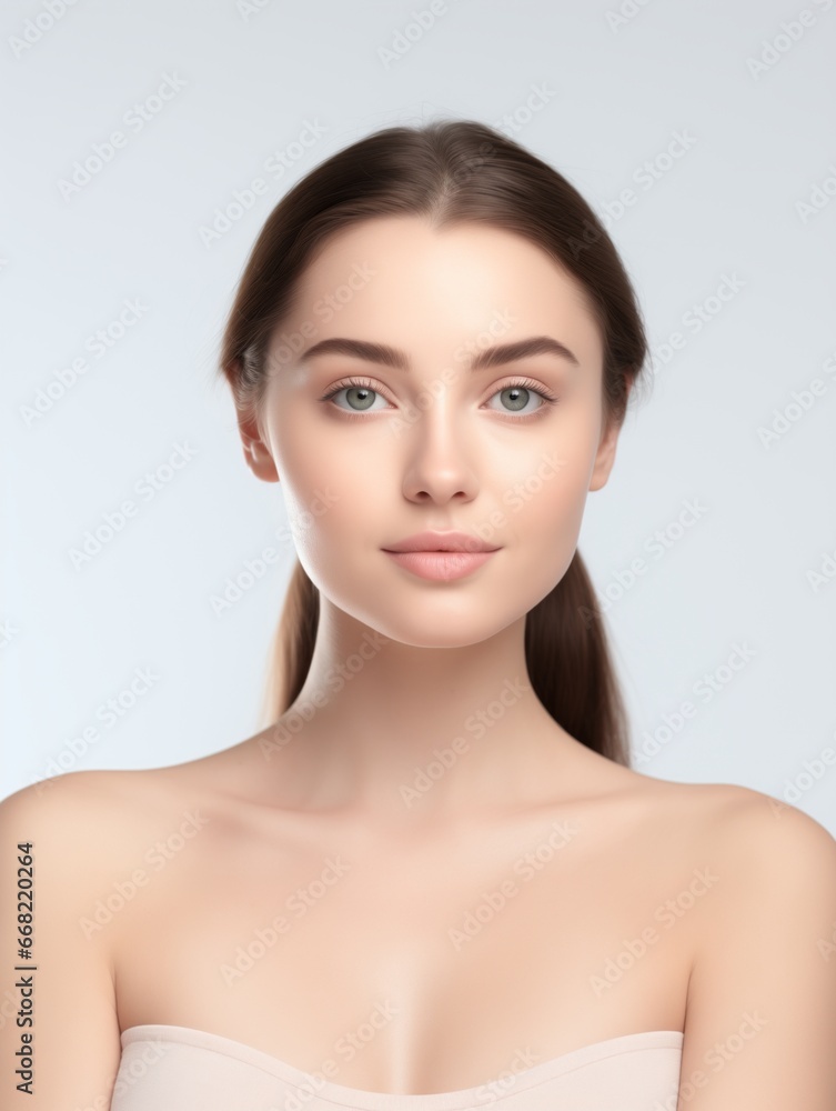 Portrait of a young woman with natural makeup and natural styling.Cosmetology,beauty and Spa Happy beautiful girl holding her cheeks with a laugh looking to the side.Pretty woman clean fresh skin. Portrait of a young woman with natural makeup and natural styling.Cosmetology,beauty and Spa Happy beautiful girl holding her cheeks with a laugh looking to the side.Pretty woman clean fresh skin.