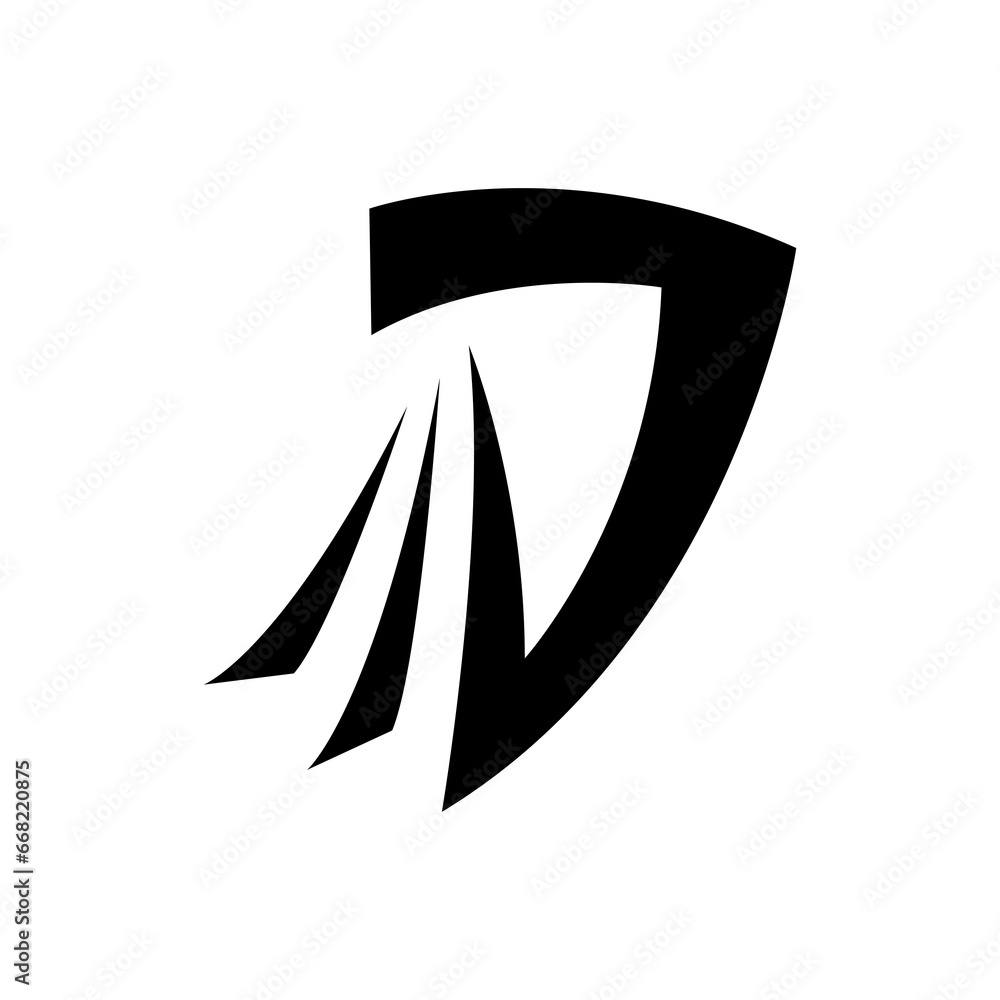 Black Letter D Icon with Tails Black Letter D Icon with Tails
