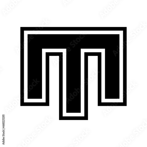 Black Letter M Icon with an Outer Stripe