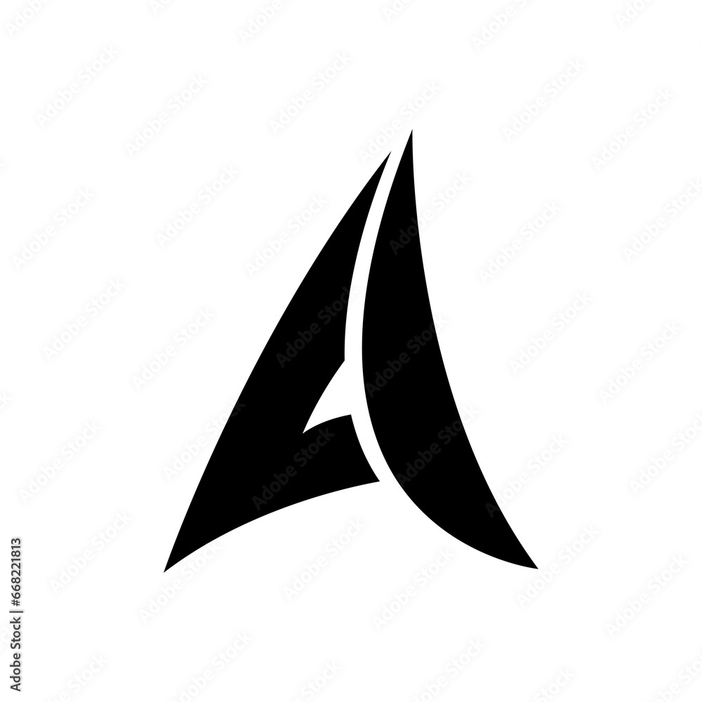 Black Paper Plane Shaped Letter A Icon Black Paper Plane Shaped Letter A Icon
