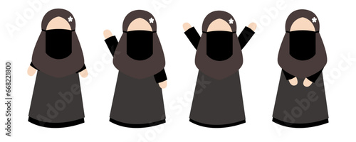 Collection of Muslim child characters wearing niqab