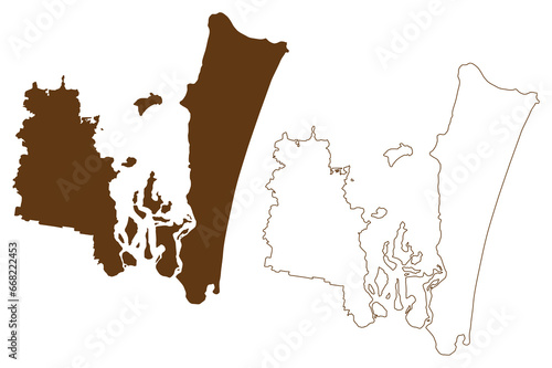 Redland City (Commonwealth of Australia, Queensland state) map vector illustration, scribble sketch Redland Shire map