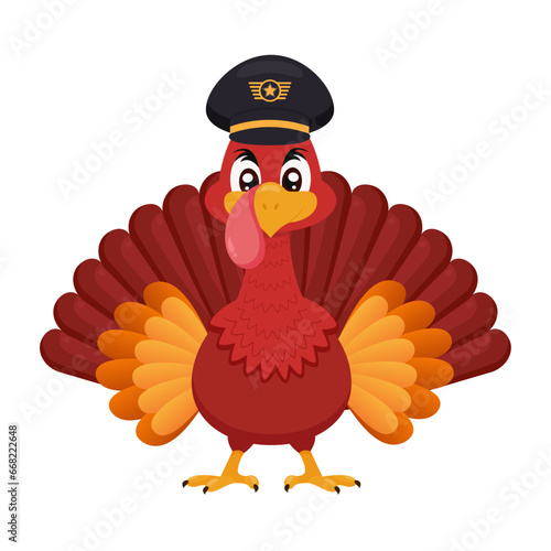 Thanksgiving turkey pilot vector illustration graphic icon
