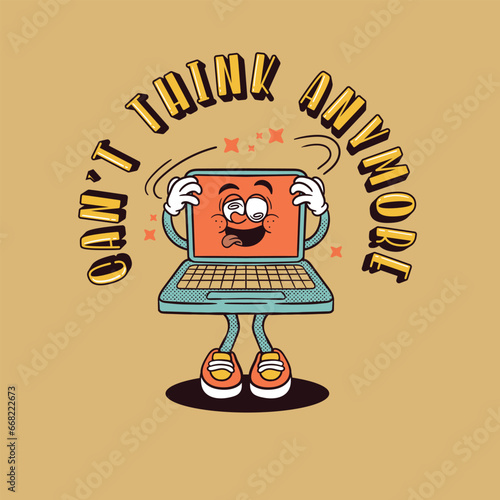 computer overload cartoon character illustration