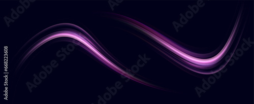 Neon speed lines. Dynamic light motion traces. Light trace wave, trace line.	