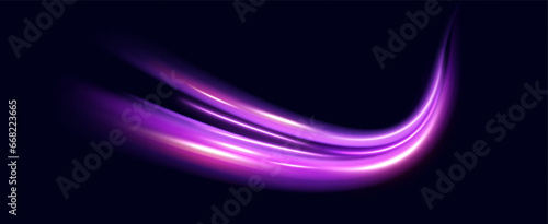 Neon speed lines. Dynamic light motion traces. Light trace wave, trace line.	