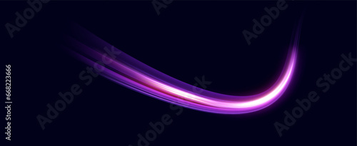 Neon speed lines. Dynamic light motion traces. Light trace wave, trace line.	