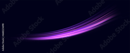 Neon speed lines. Dynamic light motion traces. Light trace wave, trace line.	