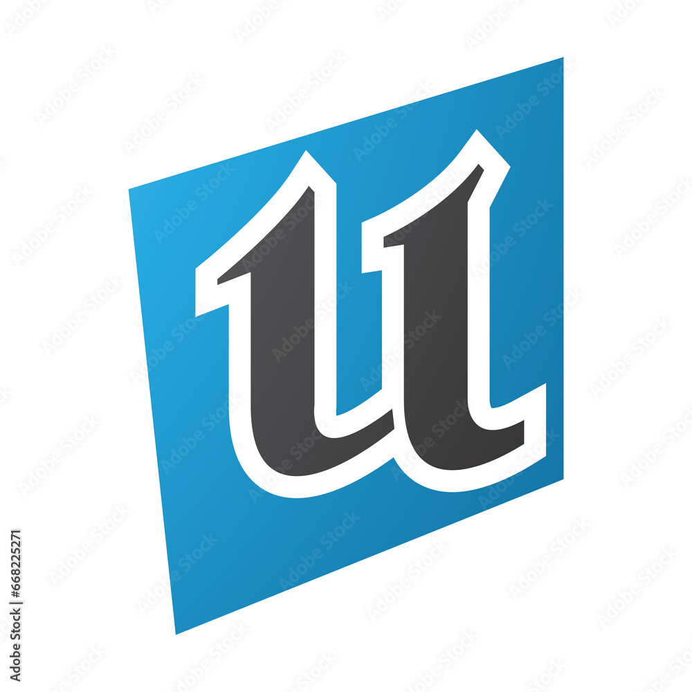 Blue and Black Distorted Square Shaped Letter U Icon Blue and Black Distorted Square Shaped Letter U Icon