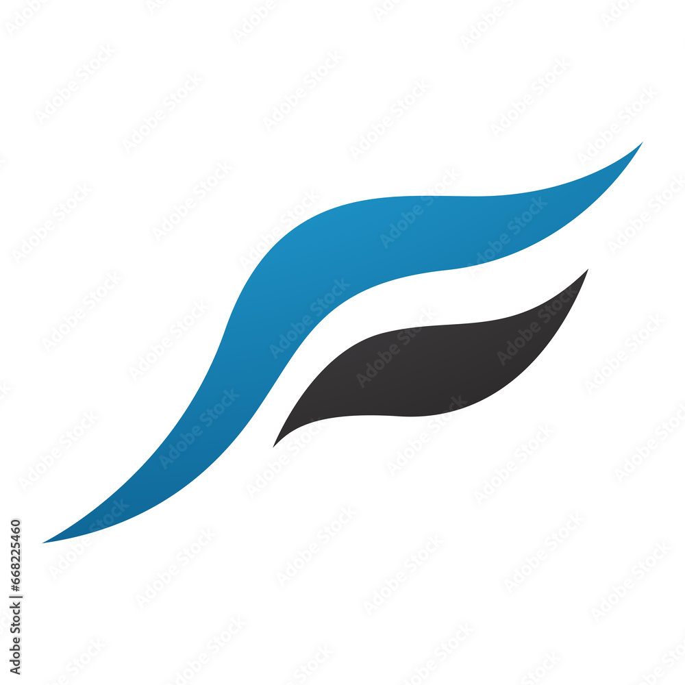 Blue and Black Flying Bird Shaped Letter F Icon Blue and Black Flying Bird Shaped Letter F Icon