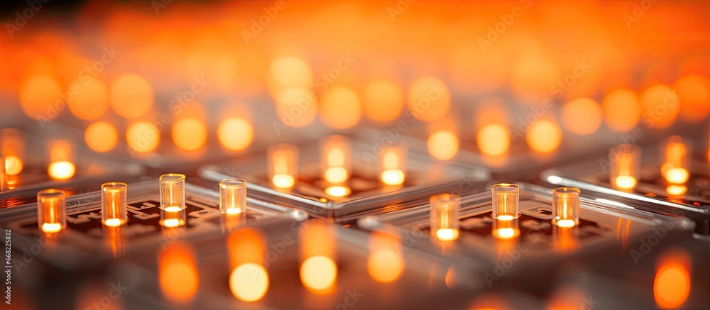 Center of LED diode panel highlighted with orange tone Center of LED diode panel highlighted with orange tone