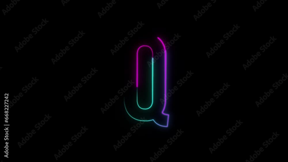 Neon letter Q with alpha channel, neon alphabet Neon letter Q with alpha channel, neon alphabet
