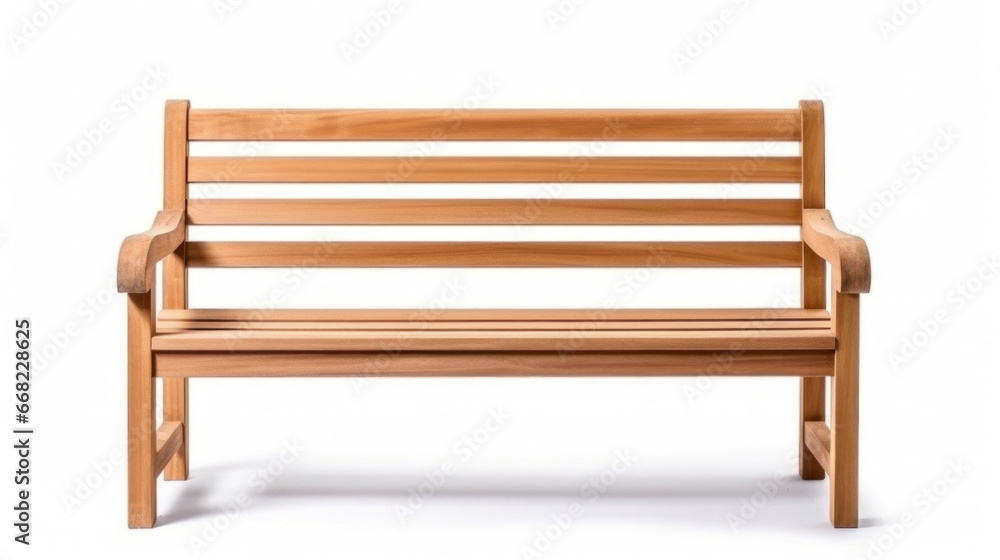 a Wooden park bench isolated on white background. a Wooden park bench isolated on white background.