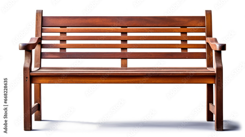 a Wooden park bench isolated on white background. a Wooden park bench isolated on white background.