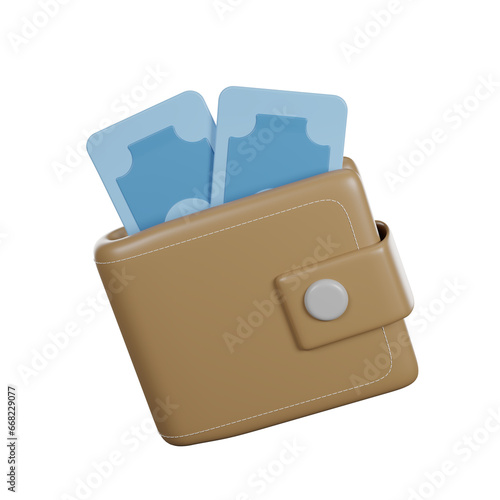 3d illustration of Money wallet with cash and finance , business concept.
