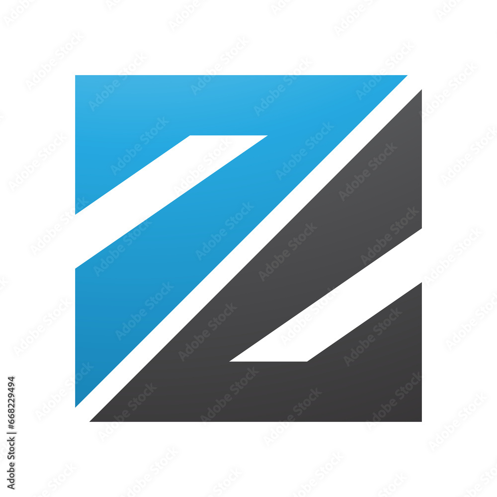 Blue and Black Triangular Square Shaped Letter Z Icon Blue and Black Triangular Square Shaped Letter Z Icon
