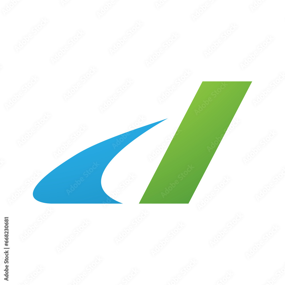 Blue and Green Italic Swooshy Letter D Icon Blue and Green Italic Swooshy Letter D Icon