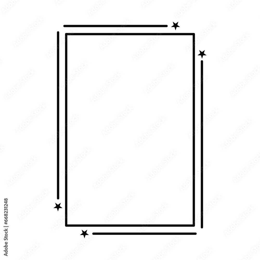Star frame border vertical abstract outline shape icon for decorative vintage doodle element for design in vector illustration