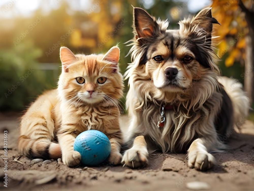 Cat and dog, Friendship, Generative AI