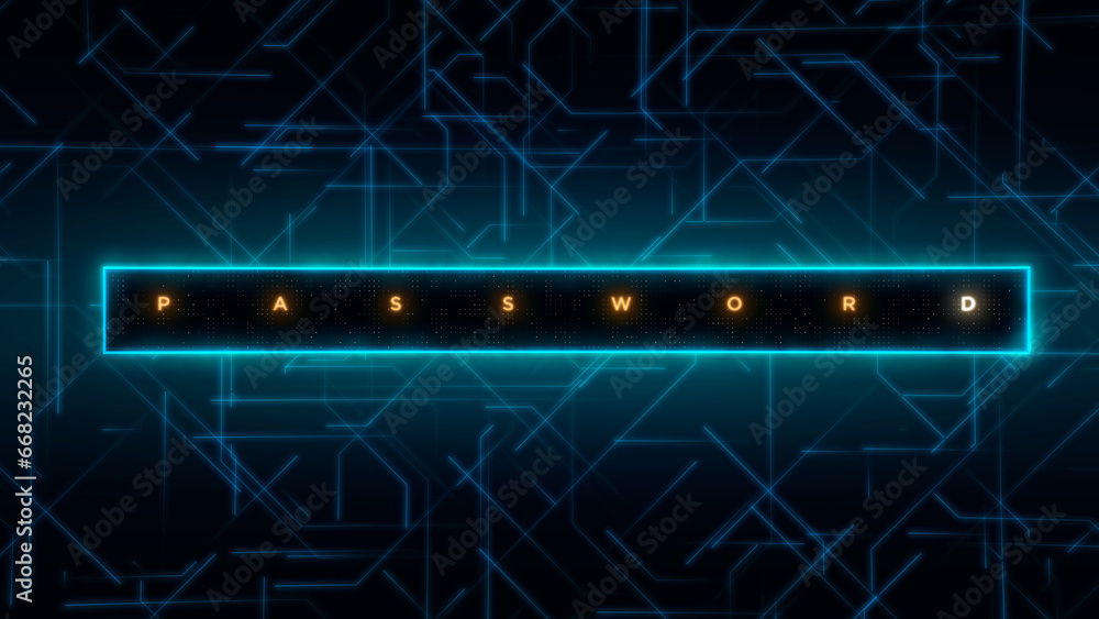 Obraz premium Futuristic password unlocked on a dark digital computer circuit board