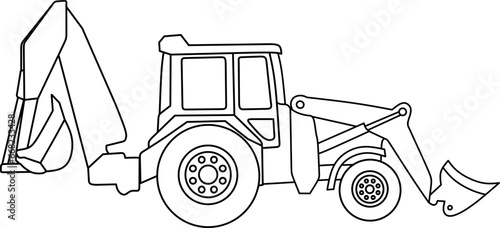 Bulldozer line art for coloring book page