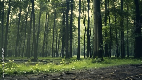 A day in the forest muted green tone image Ai generated art