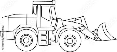 Bulldozer line art for coloring book page