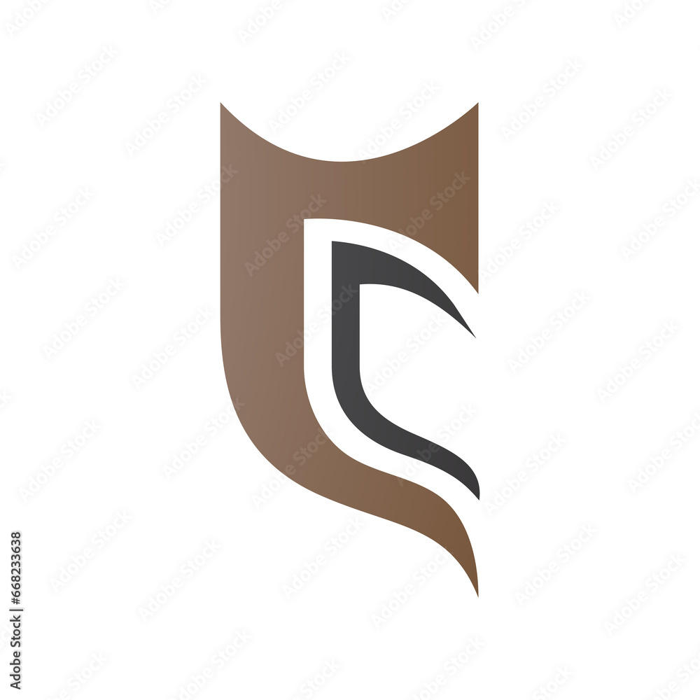 Brown and Black Half Shield Shaped Letter C Icon Brown and Black Half Shield Shaped Letter C Icon