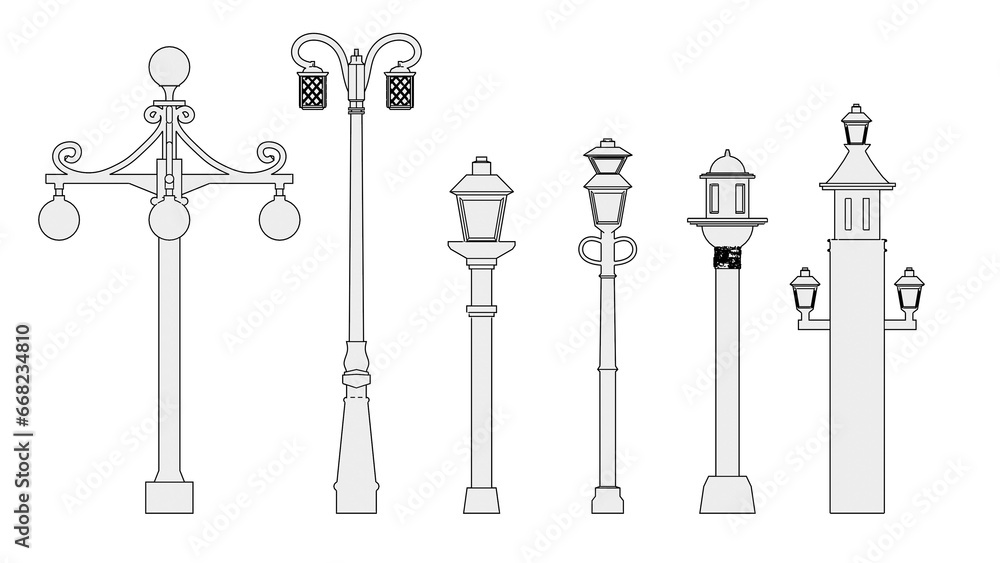 Vintage Lamp Drawing in 2D