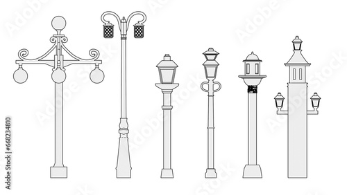 Vintage Lamp Drawing in 2D