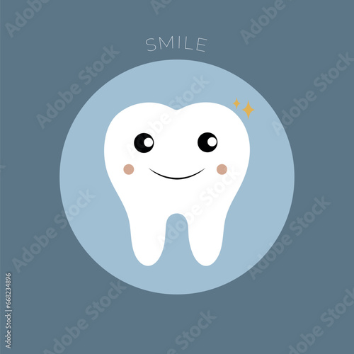 Diente muela muelita blanco y azul sonriente odontología dentista 