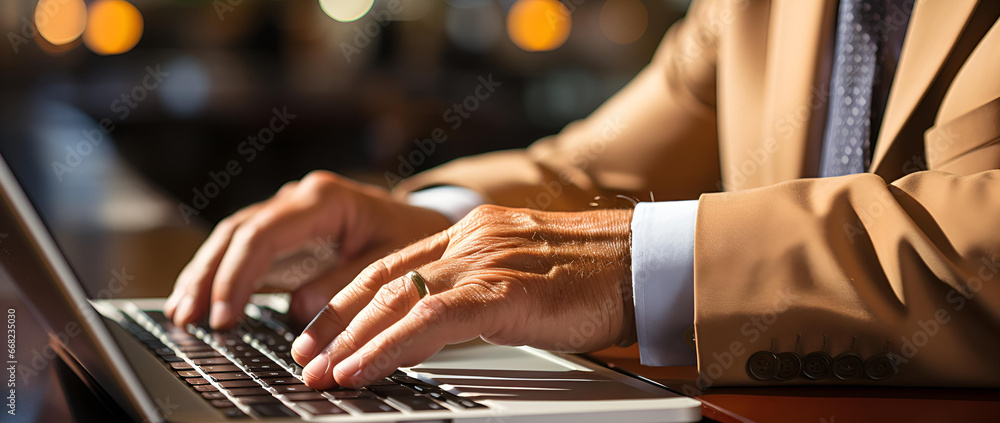 A pair of hands typing on laptop's keyboard 