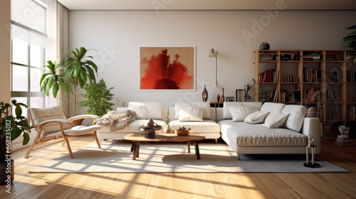 Contemporary Living Room, Modern Interior Design Background.