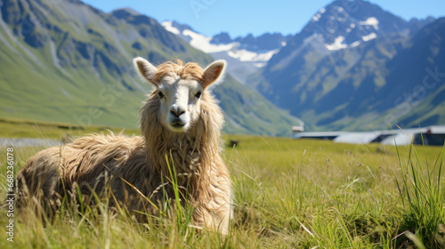 llama in the mountains photo