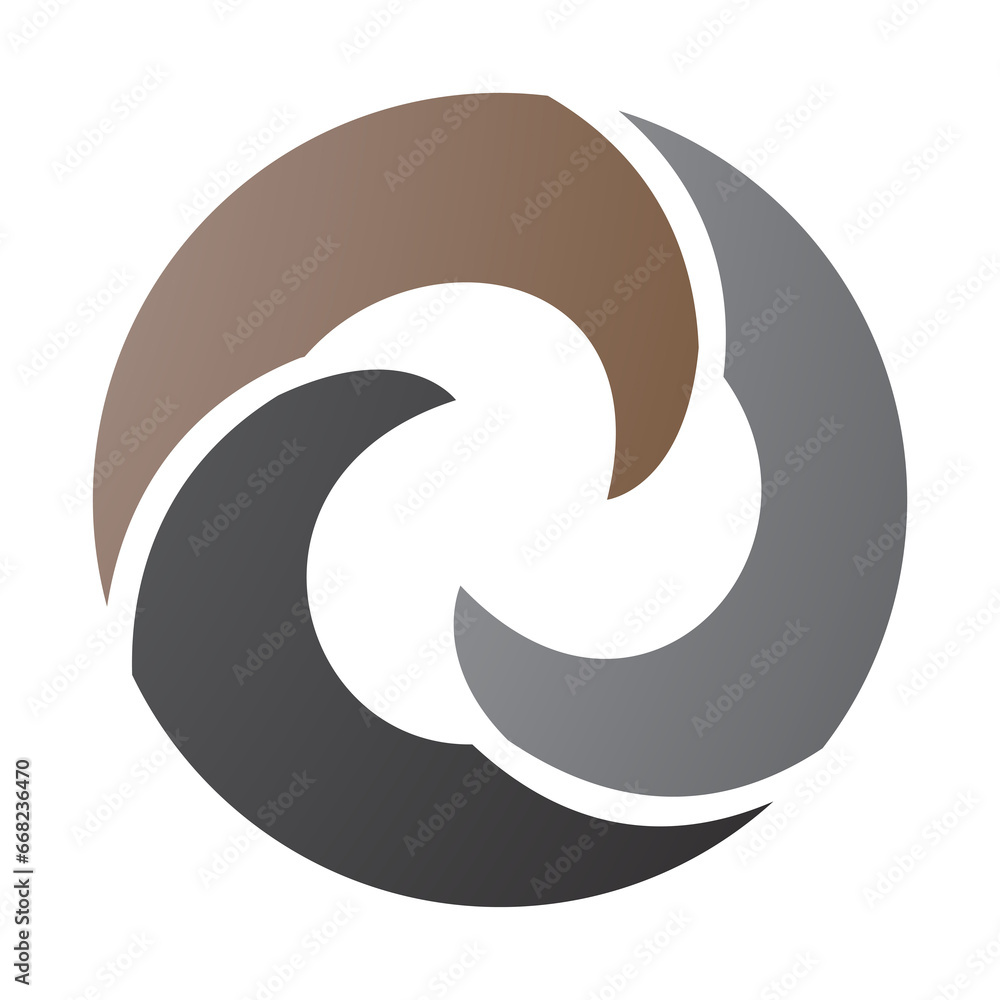 Brown and Black Wave Shaped Letter O Icon