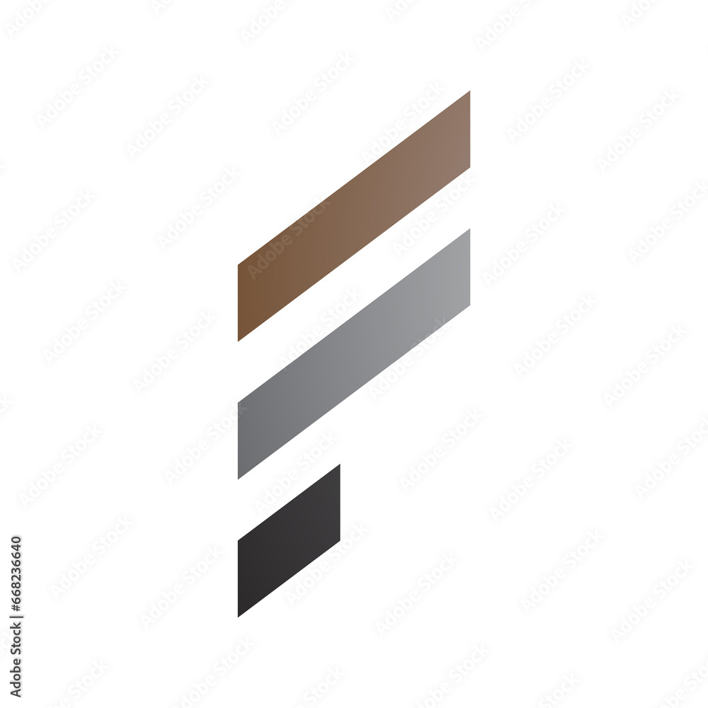 Brown and Grey Letter F Icon with Diagonal Stripes Brown and Grey Letter F Icon with Diagonal Stripes