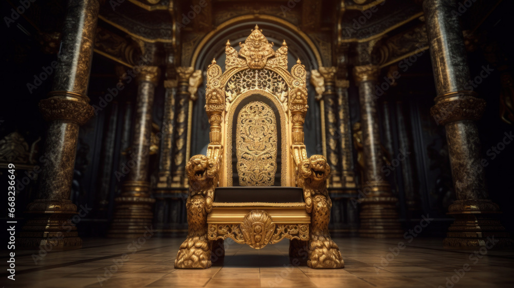 The throne room with golden chair.