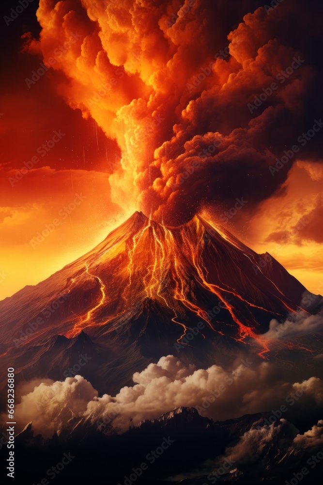 Active volcano spewing lava.